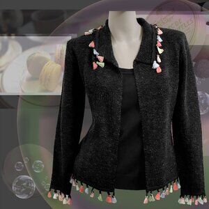 SWEATER Cropped Cardigan Black & Pastel